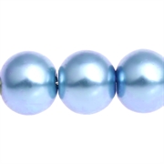 Glasperler - Voksperler. 10 mm. Mellem blå. 1 streng
